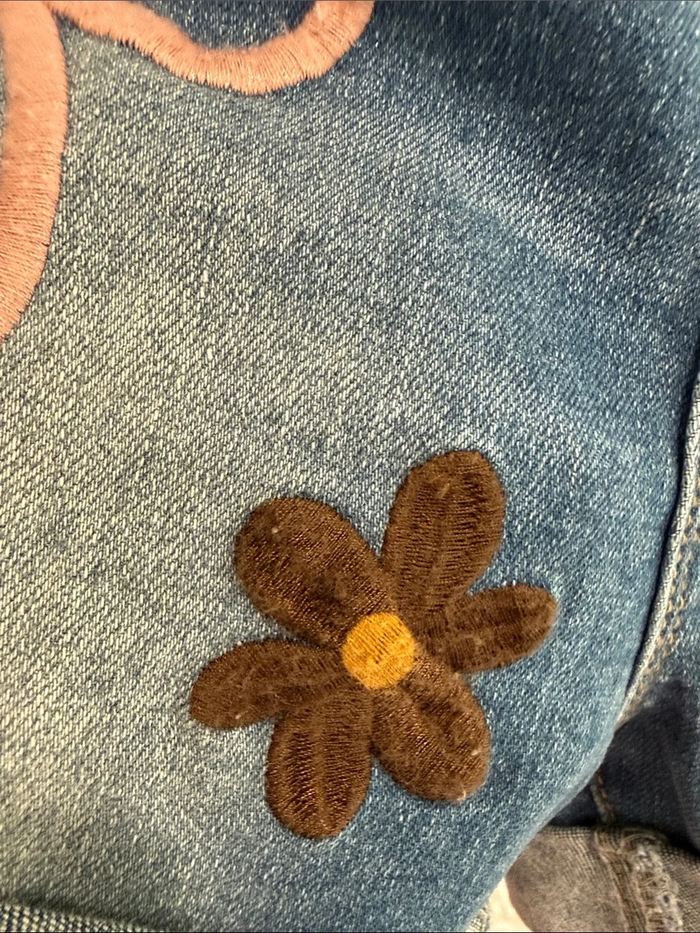 Embroidered Floral Denim Shorts in Blue